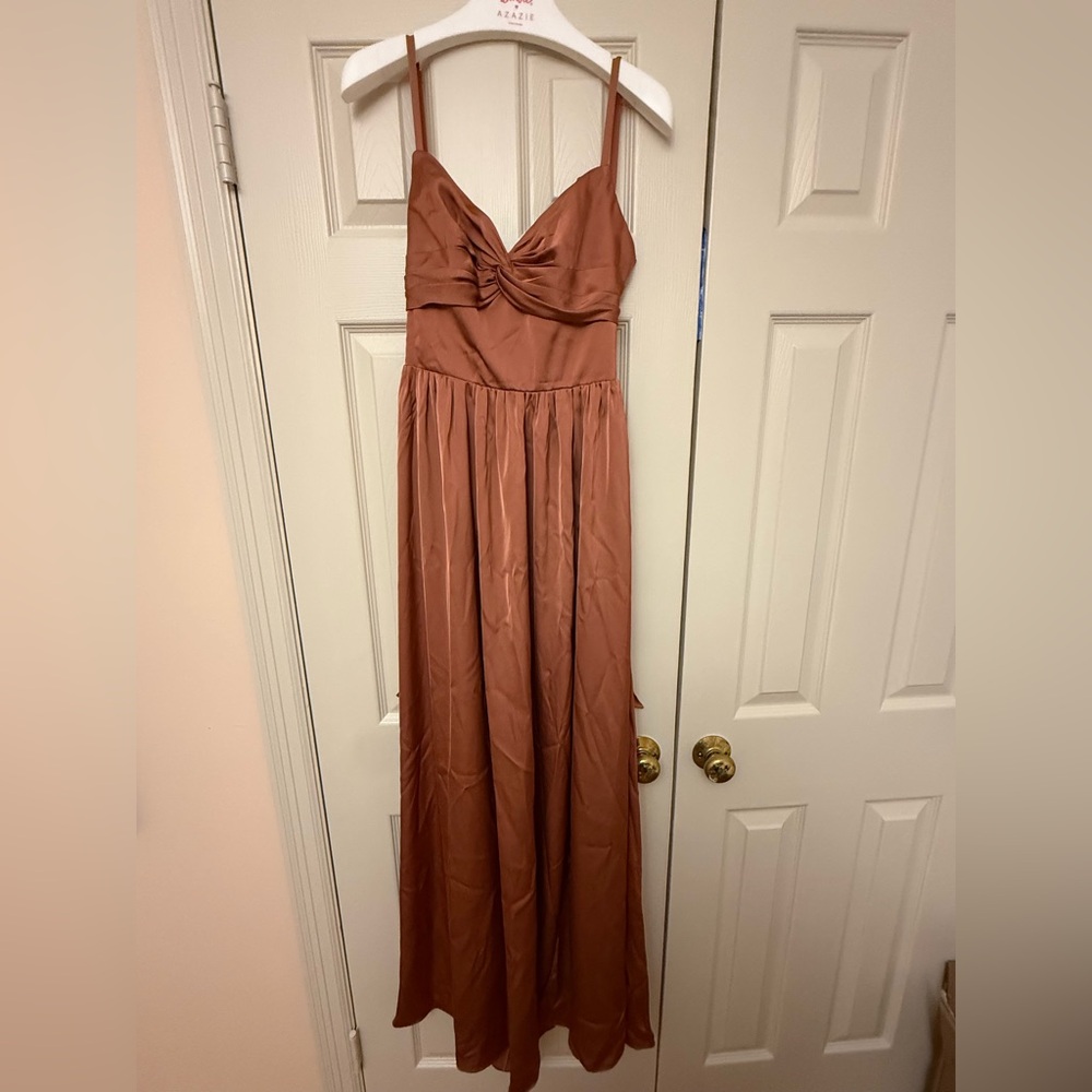 Azazie Copper Maxi Dress